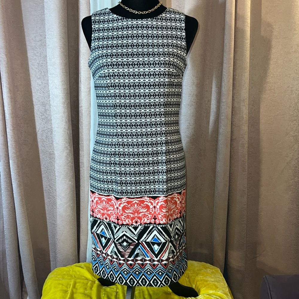 Mario Serrani Size 2 Geometric Print Mid Length Dress